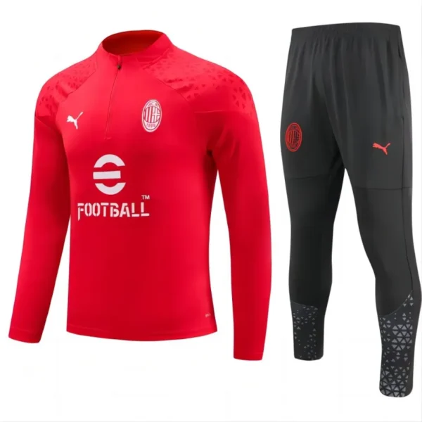 2023/24 Kids AC Milan Zipper Sweatshirt Kit(Top+Pants) Red | GoGoalKits