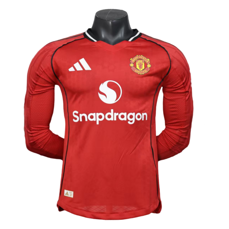 2025-07-16111302842 Manchester United Long Sleeve Jersey Home Shirt 2025/26-Player version | GoGoalKits - Image 1
