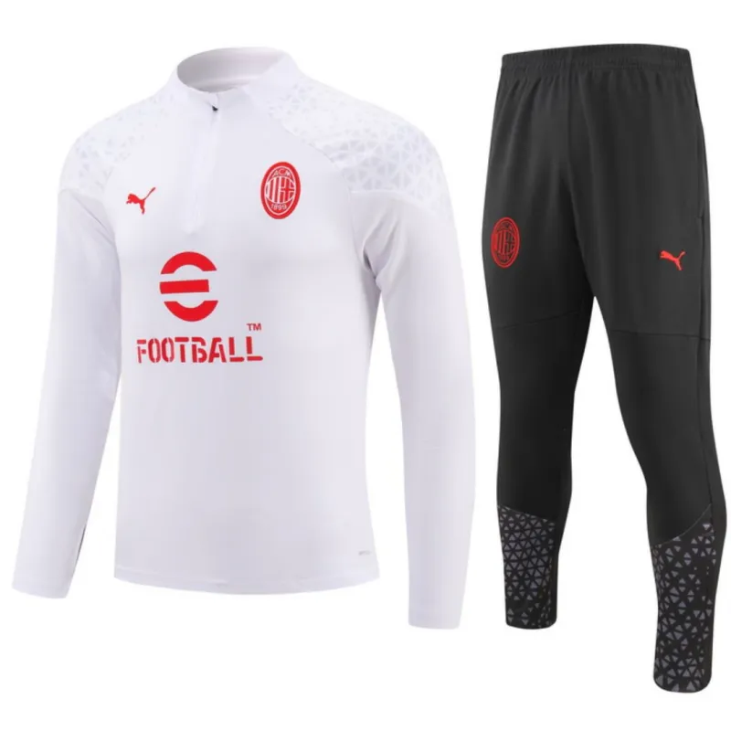 7b27f0e9b0 2023/24 Kids AC Milan Zipper Sweatshirt Kit(Top+Pants) White | GoGoalKits - Image 1