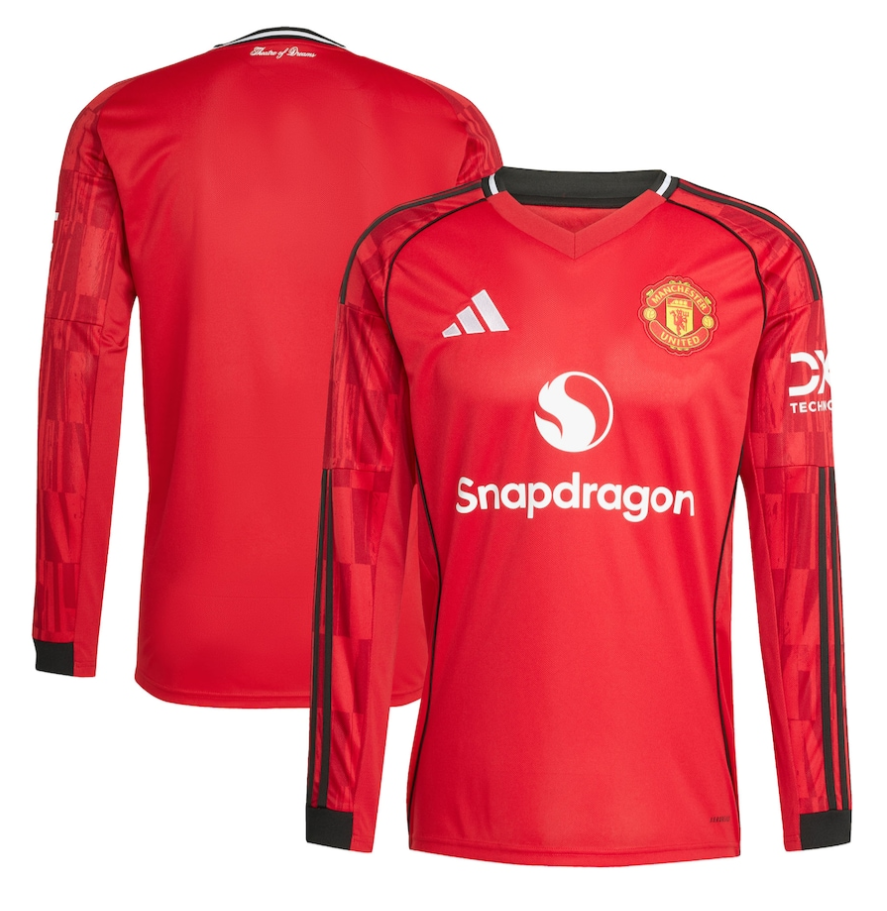 a7dc4c8767 Manchester United Home Shirt 2025/26 – Long Sleeve | GoGoalKits - Image 1