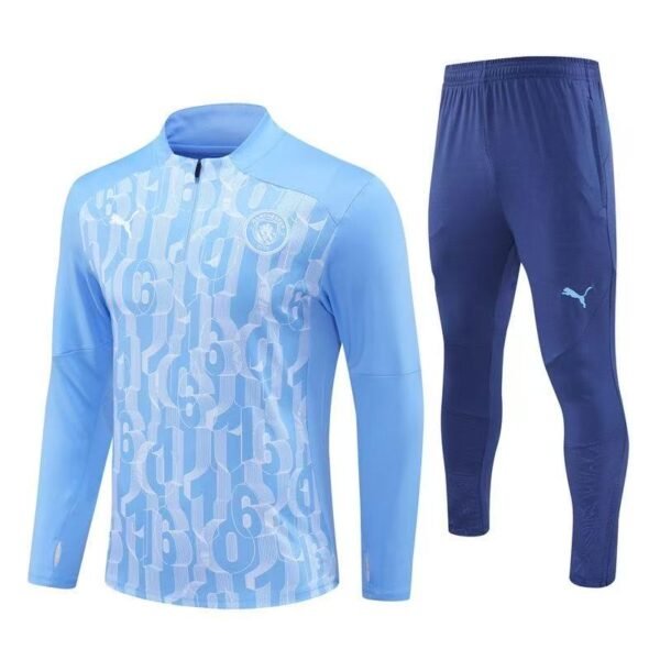Kids Manchester City Zipper Sweatshirt Kit(Top+Pants) 2024/25 | GoGoalKits